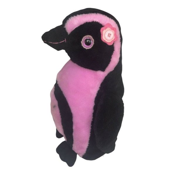 The Petting Zoo 13” Pink Black Penguin Plush Walking Vintage‎ Soft Beanie Tail - Picture 1 of 6